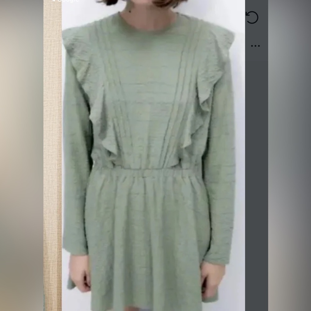 Zara Green Ruffle Dress - Picture 3 of 4